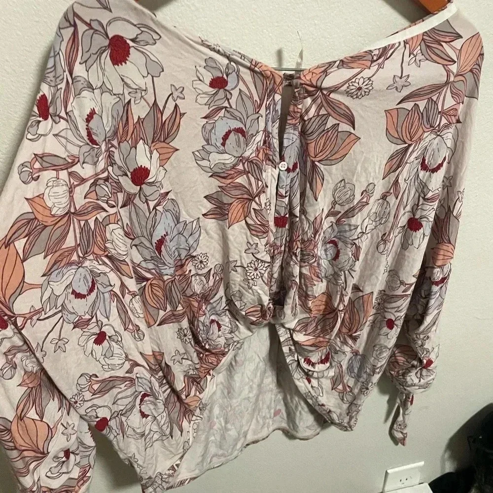 Free people floral long‎ sleeve blouse size Small